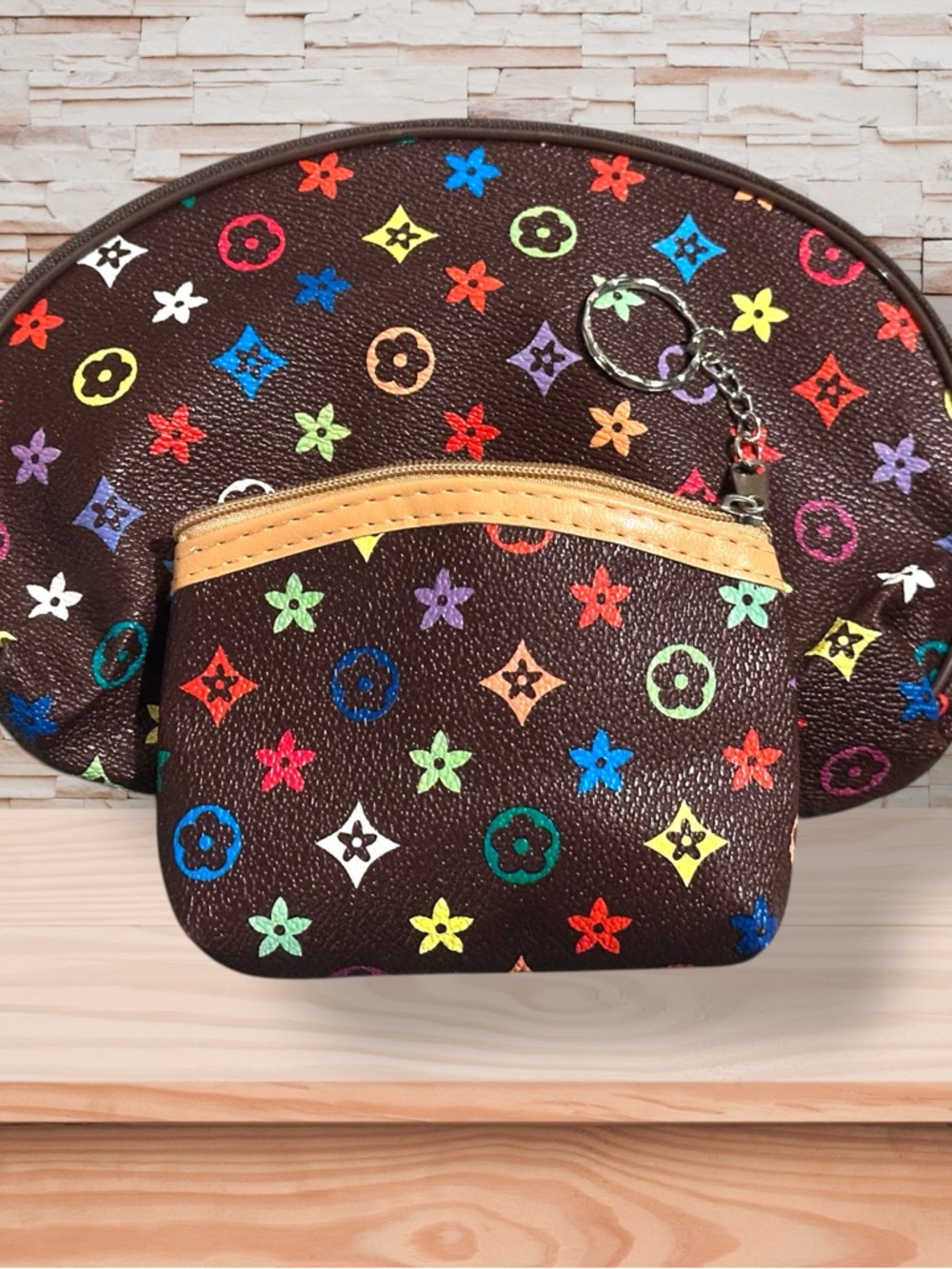 Designer Multicolor Patterned Women's Cosmetics Bag & Coin Pouch